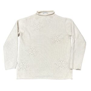 Jillian Jones Lambswool/Angora Rollneck Snowflake Cream Sweater Y2K Medium